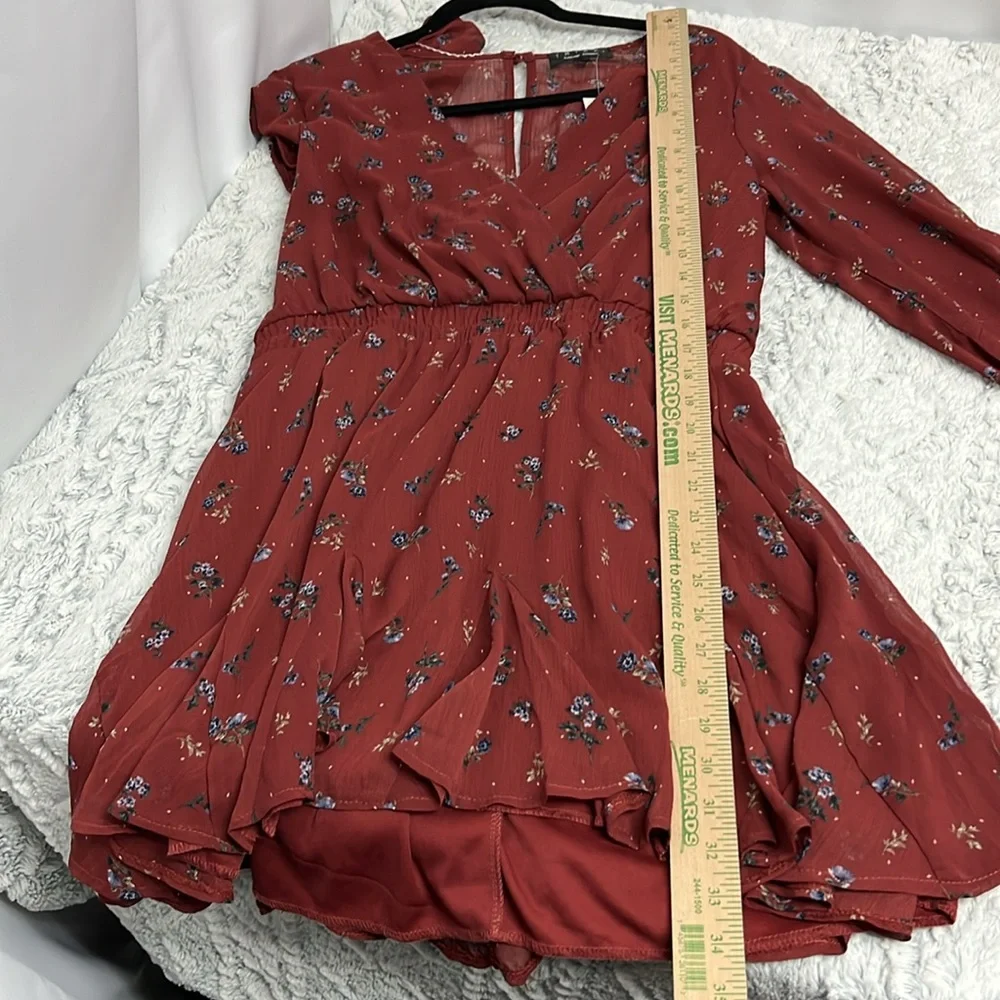 Trixxi Burgundy Long Sleeve Floral Dress XL - Picture 8 of 11